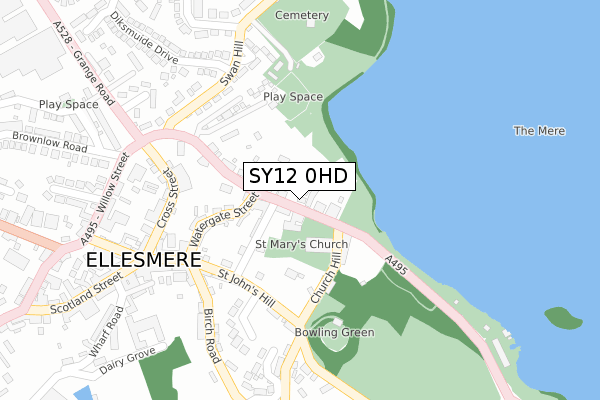 SY12 0HD map - large scale - OS Open Zoomstack (Ordnance Survey)