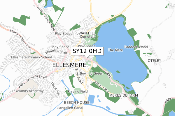 SY12 0HD map - small scale - OS Open Zoomstack (Ordnance Survey)