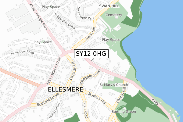 SY12 0HG map - large scale - OS Open Zoomstack (Ordnance Survey)