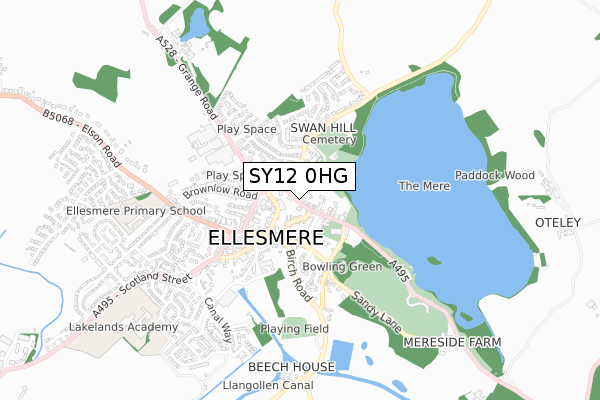 SY12 0HG map - small scale - OS Open Zoomstack (Ordnance Survey)