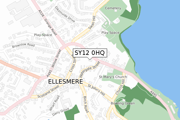 SY12 0HQ map - large scale - OS Open Zoomstack (Ordnance Survey)