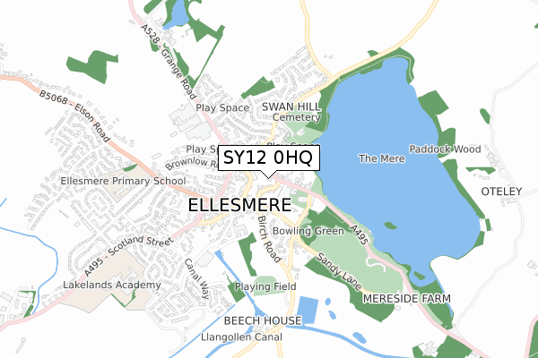 SY12 0HQ map - small scale - OS Open Zoomstack (Ordnance Survey)