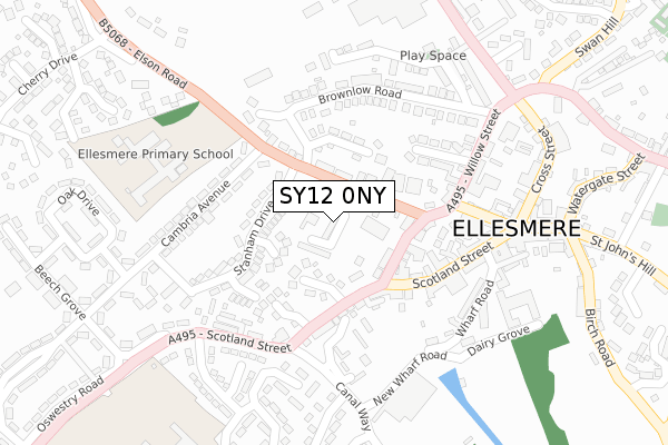 SY12 0NY map - large scale - OS Open Zoomstack (Ordnance Survey)