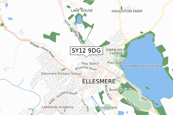 SY12 9DG map - small scale - OS Open Zoomstack (Ordnance Survey)