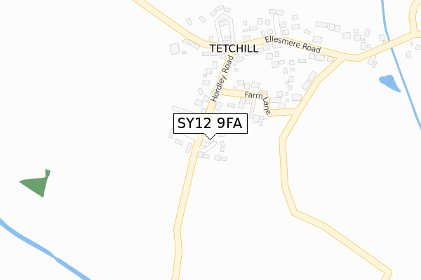 SY12 9FA map - large scale - OS Open Zoomstack (Ordnance Survey)