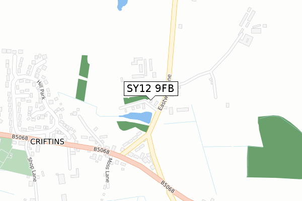 SY12 9FB map - large scale - OS Open Zoomstack (Ordnance Survey)