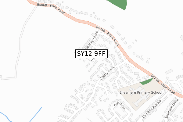 SY12 9FF map - large scale - OS Open Zoomstack (Ordnance Survey)