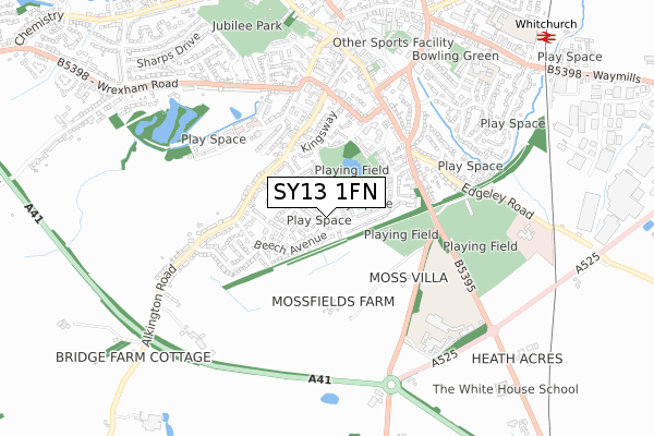 SY13 1FN map - small scale - OS Open Zoomstack (Ordnance Survey)