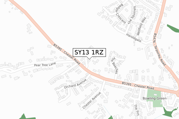 SY13 1RZ map - large scale - OS Open Zoomstack (Ordnance Survey)