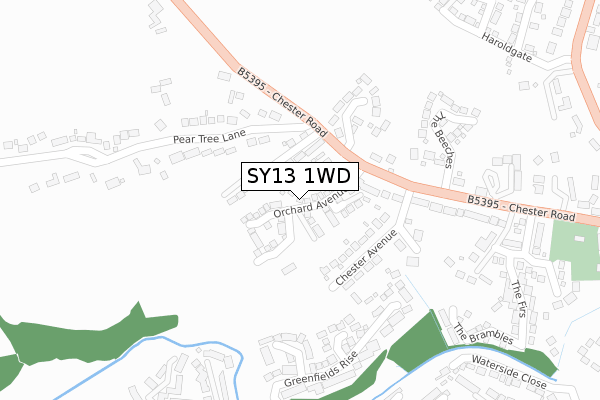 SY13 1WD map - large scale - OS Open Zoomstack (Ordnance Survey)