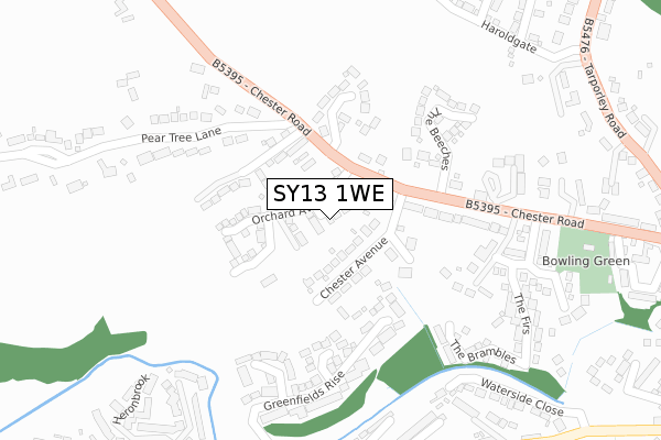 SY13 1WE map - large scale - OS Open Zoomstack (Ordnance Survey)