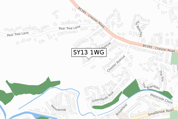 SY13 1WG map - large scale - OS Open Zoomstack (Ordnance Survey)