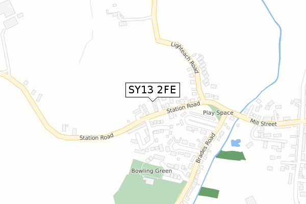 SY13 2FE map - large scale - OS Open Zoomstack (Ordnance Survey)