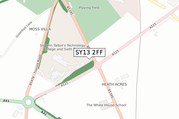 SY13 2FF map - large scale - OS Open Zoomstack (Ordnance Survey)