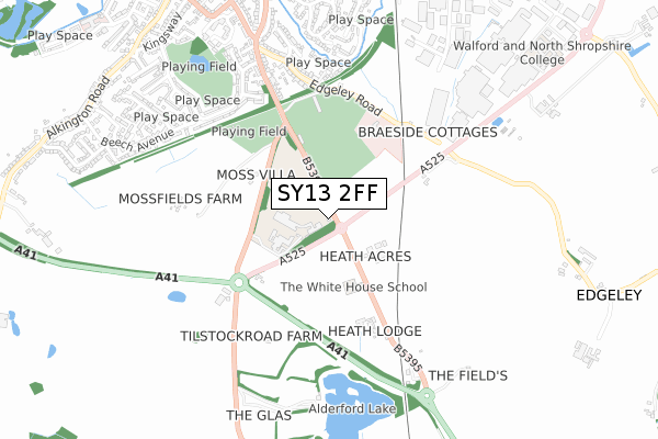 SY13 2FF map - small scale - OS Open Zoomstack (Ordnance Survey)