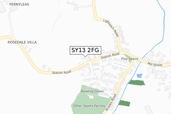 SY13 2FG map - large scale - OS Open Zoomstack (Ordnance Survey)