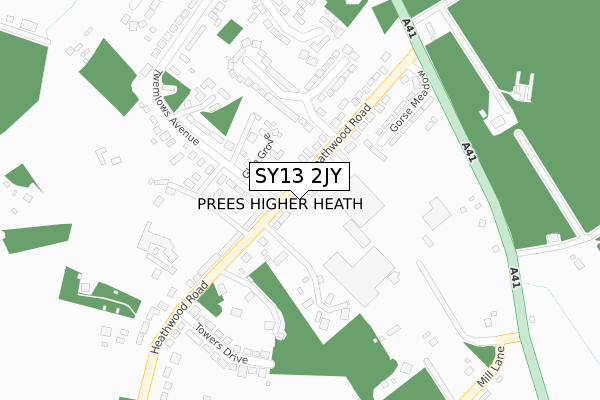 SY13 2JY map - large scale - OS Open Zoomstack (Ordnance Survey)