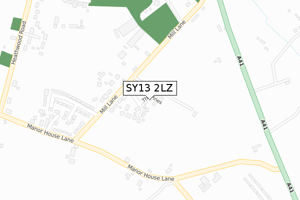 SY13 2LZ map - large scale - OS Open Zoomstack (Ordnance Survey)