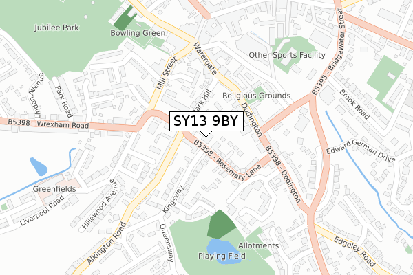 SY13 9BY map - large scale - OS Open Zoomstack (Ordnance Survey)