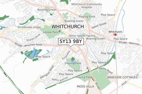 SY13 9BY map - small scale - OS Open Zoomstack (Ordnance Survey)