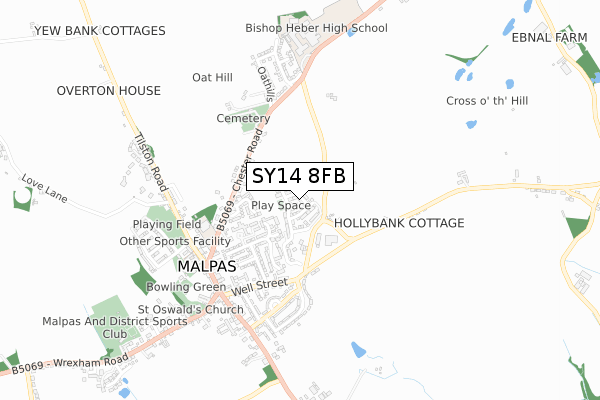 SY14 8FB map - small scale - OS Open Zoomstack (Ordnance Survey)