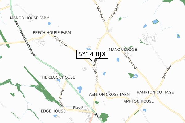 SY14 8JX map - small scale - OS Open Zoomstack (Ordnance Survey)