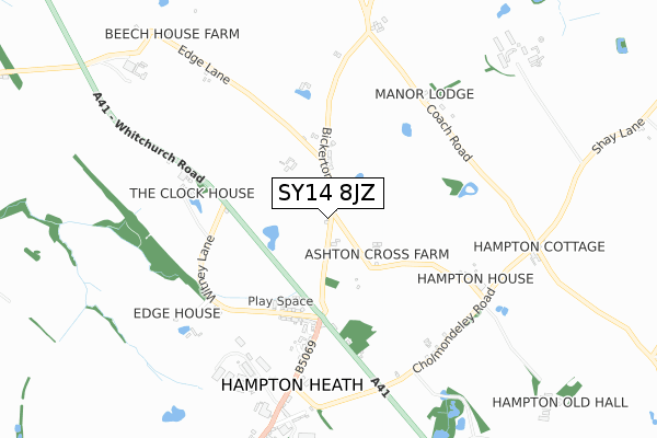 SY14 8JZ map - small scale - OS Open Zoomstack (Ordnance Survey)