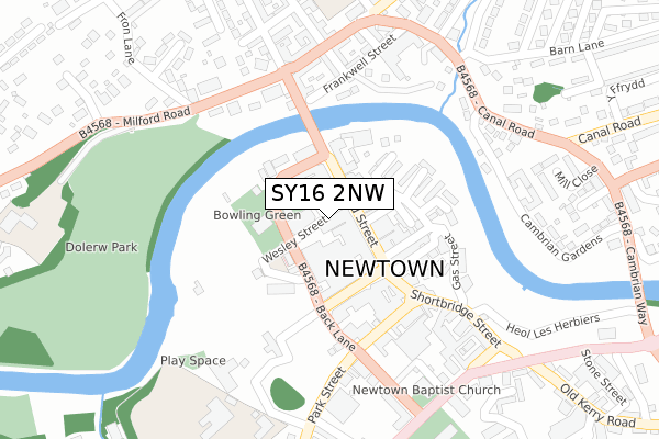 SY16 2NW map - large scale - OS Open Zoomstack (Ordnance Survey)