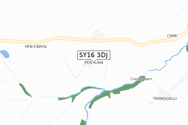 SY16 3DJ map - large scale - OS Open Zoomstack (Ordnance Survey)