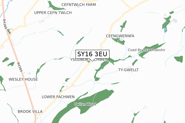 SY16 3EU map - small scale - OS Open Zoomstack (Ordnance Survey)