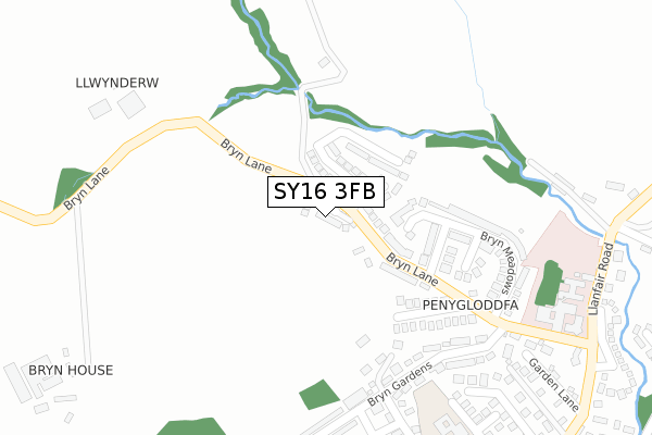 SY16 3FB map - large scale - OS Open Zoomstack (Ordnance Survey)