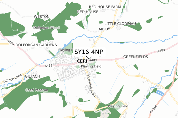 SY16 4NP map - small scale - OS Open Zoomstack (Ordnance Survey)