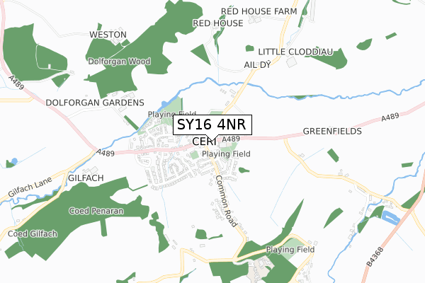 SY16 4NR map - small scale - OS Open Zoomstack (Ordnance Survey)