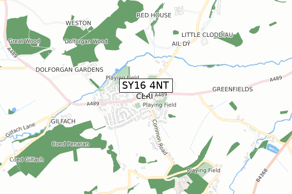 SY16 4NT map - small scale - OS Open Zoomstack (Ordnance Survey)