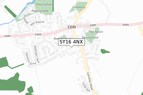 SY16 4NX map - large scale - OS Open Zoomstack (Ordnance Survey)