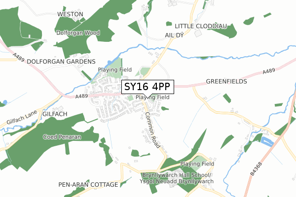 SY16 4PP map - small scale - OS Open Zoomstack (Ordnance Survey)