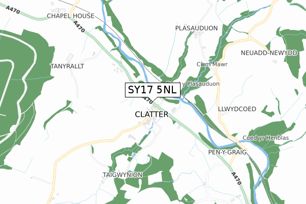 SY17 5NL map - small scale - OS Open Zoomstack (Ordnance Survey)