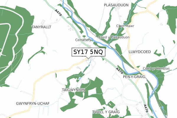 SY17 5NQ map - small scale - OS Open Zoomstack (Ordnance Survey)