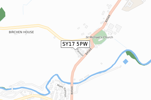 SY17 5PW map - large scale - OS Open Zoomstack (Ordnance Survey)