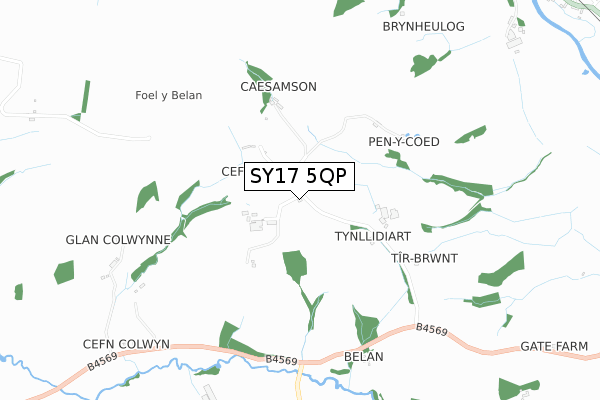 SY17 5QP map - small scale - OS Open Zoomstack (Ordnance Survey)