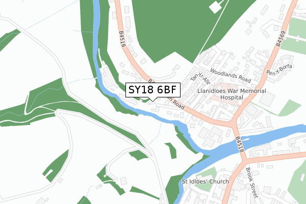 SY18 6BF map - large scale - OS Open Zoomstack (Ordnance Survey)