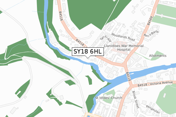 SY18 6HL map - large scale - OS Open Zoomstack (Ordnance Survey)