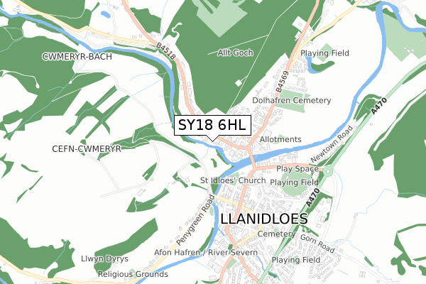 SY18 6HL map - small scale - OS Open Zoomstack (Ordnance Survey)