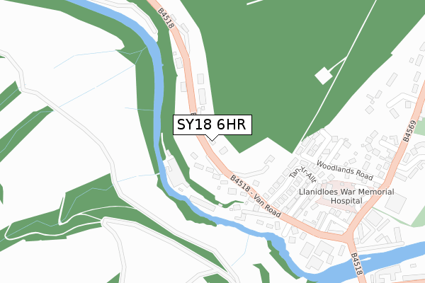 SY18 6HR map - large scale - OS Open Zoomstack (Ordnance Survey)