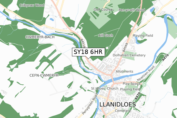 SY18 6HR map - small scale - OS Open Zoomstack (Ordnance Survey)