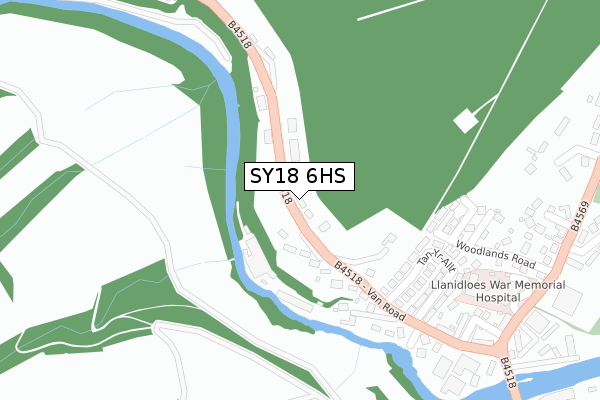 SY18 6HS map - large scale - OS Open Zoomstack (Ordnance Survey)