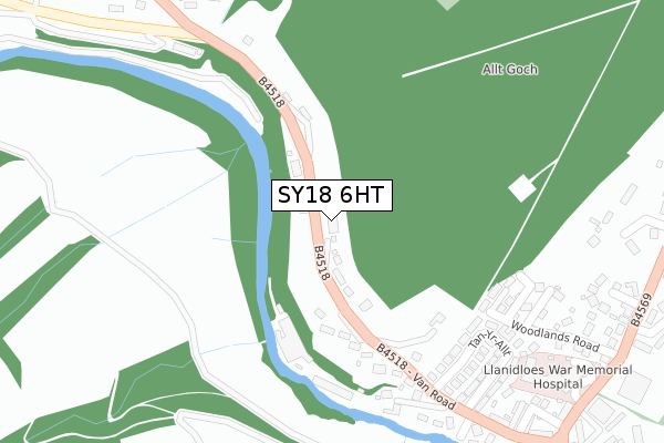 SY18 6HT map - large scale - OS Open Zoomstack (Ordnance Survey)