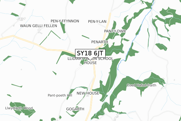 SY18 6JT map - small scale - OS Open Zoomstack (Ordnance Survey)