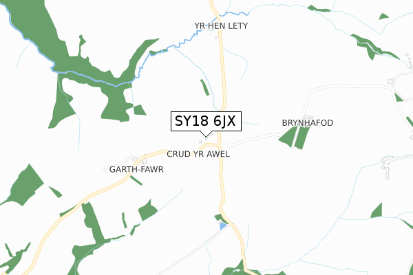 SY18 6JX map - small scale - OS Open Zoomstack (Ordnance Survey)