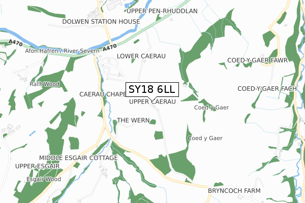 SY18 6LL map - small scale - OS Open Zoomstack (Ordnance Survey)